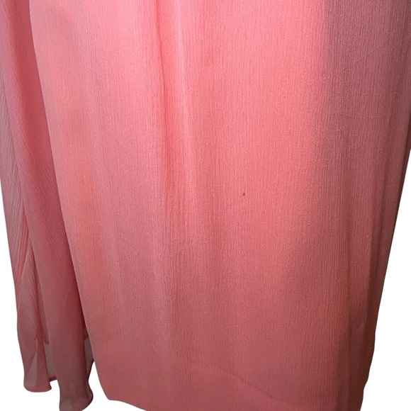 Retro Vintage 60s Coral Chiffon Draped Neckline Dress – Elegant Sleeveless Small - Picture 7 of 15